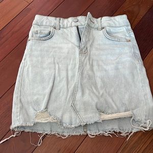 light wash denim skirt